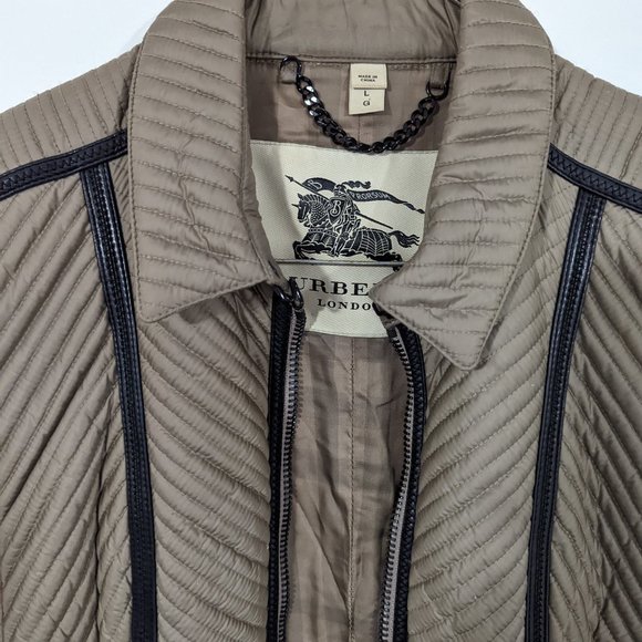 Burberry Quilted Leather Fitted Coat Taupe S:Large - Picture 2 of 7
